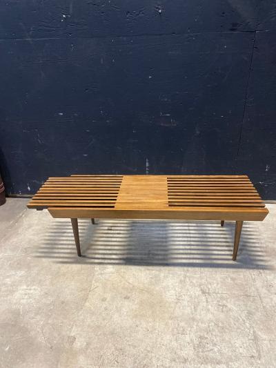 1960s Modernist Slatted Adjustable Bench