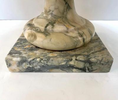 1960s Neoclassical Italian Carved Beige Marble Tazza Bowl with Green Pink Veins