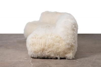 1960s Organic Modern Custom Sheepskin Sofa with Birch Legs