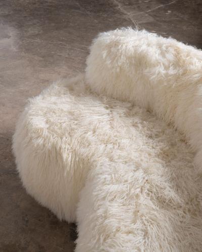 1960s Organic Modern Custom Sheepskin Sofa with Birch Legs