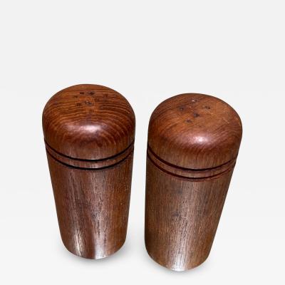 1960s Round Teak Salt Pepper Shaker Set Scandinavian Modern