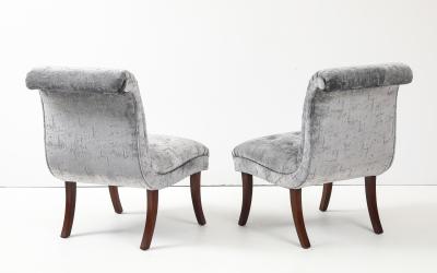 1960s Sabre lLegs Slipper Chairs In Velvet Uphosltery