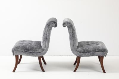 1960s Sabre lLegs Slipper Chairs In Velvet Uphosltery