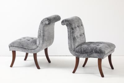 1960s Sabre lLegs Slipper Chairs In Velvet Uphosltery