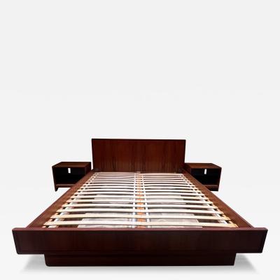 1960s Scandia Queen Teak Bed and Nightstands Vintage Modern Norway