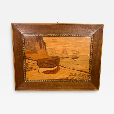 1960s Scenic Art Inlaid Wood Mosaic Marquetry Sorrento Italy