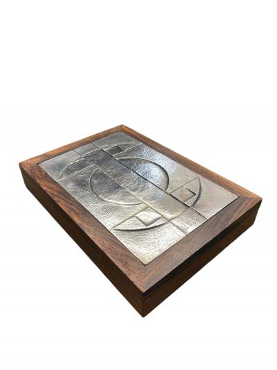 1960s Silver and rosewood decorative box signed Di Paolo