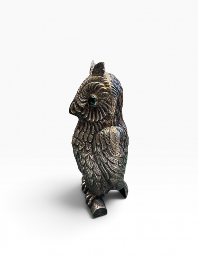 1960s Silver plated owl decorative cigarettes box