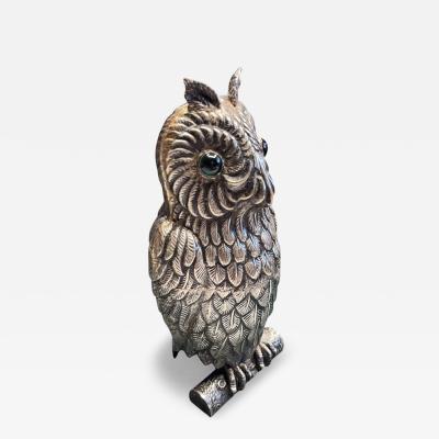 1960s Silver plated owl decorative cigarettes box
