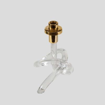 1960s Single candlestick Pretzel lucite and brass