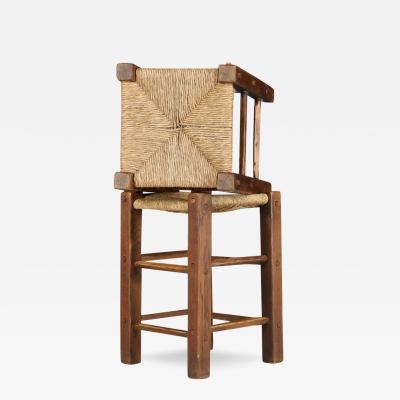 1960s Spanish brutalist tall stools rush seating