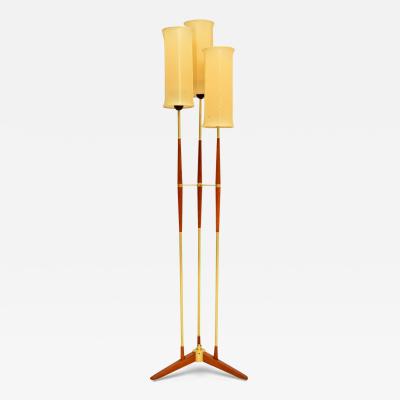 1960s Swedish Teak Brass Floor Lamp