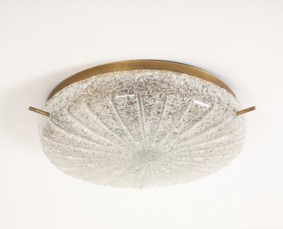 1960s Textured Murano Glass and Aged Brass Flush mount Sconce by Kaiser