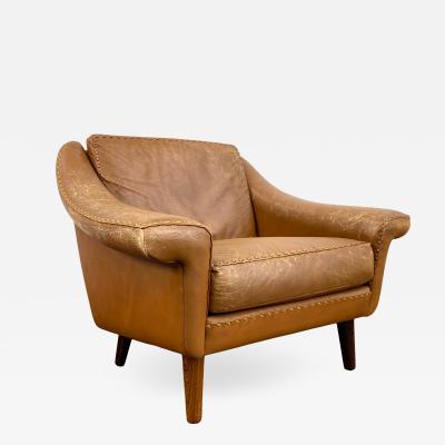 1960s Vintage Aage Christiansen Danish Leather Lounge Chair