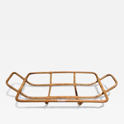 1960s Vintage Bamboo and Rattan Service Tray