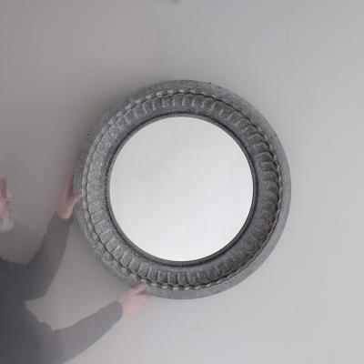 1960s Weathered Aluminium Tyre Mould Mirror France