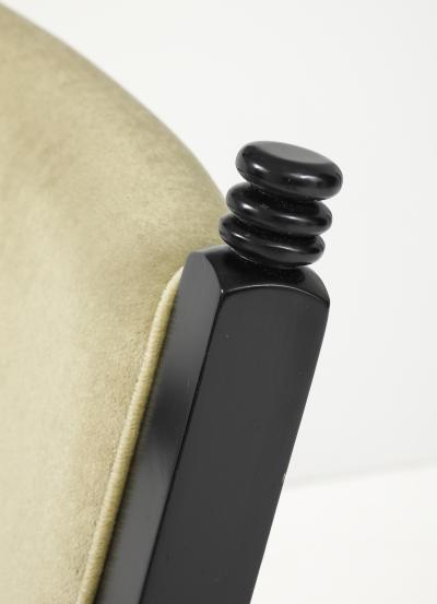 1960s X Base Black Lacquer Director Chairs In Mohair Upholstery 