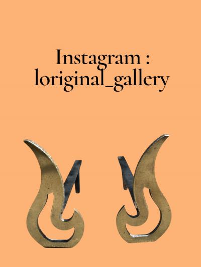 1960s bronze andirons