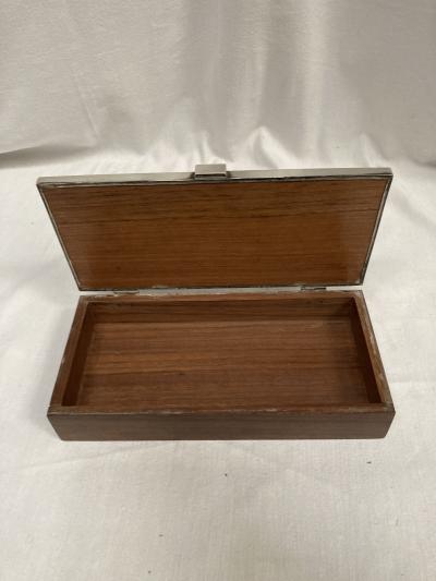 1960s enameled silver boxe with exotic wood part