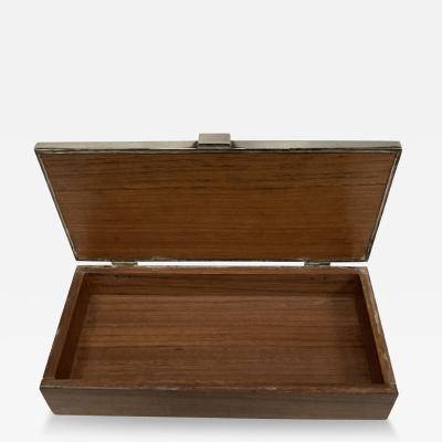 1960s enameled silver boxe with exotic wood part