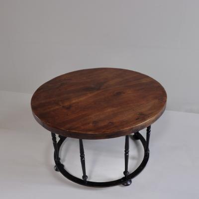 1960s wrought iron and wood side table Spain