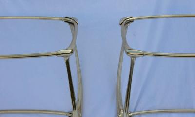 1970 1980 Pair of Gilt Bronze Tables with 2 Levels in the Style of Art Nouveau