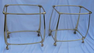 1970 1980 Pair of Gilt Bronze Tables with 2 Levels in the Style of Art Nouveau