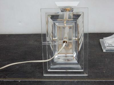1970 Pair of Lamps in Lucite Columns Deco