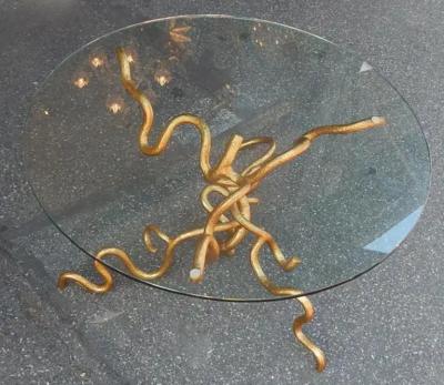 1970 Wrought Iron Coffee Table with Interlacing In The Style Of Agostini