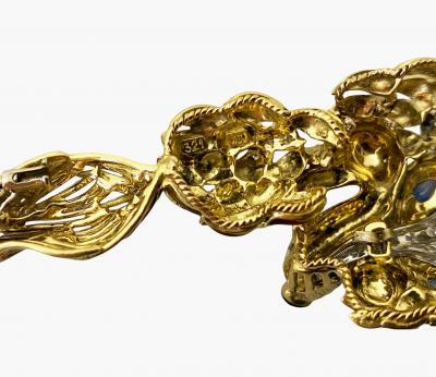 1970 s Fox brooch 18K Diamonds Sapphires Enamel Spritzer Fuhrmann