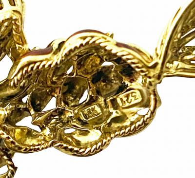 1970 s Fox brooch 18K Diamonds Sapphires Enamel Spritzer Fuhrmann