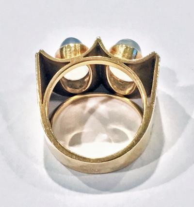 1970s 18K Moonstone Abstract Ring