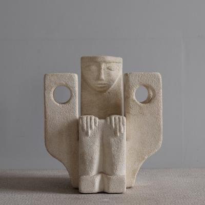 1970s Albert Tomos Carved Stone Lamp France