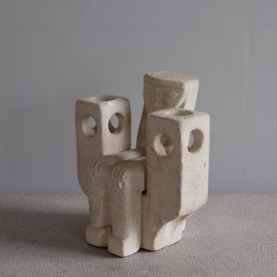 1970s Albert Tomos Carved Stone Lamp France