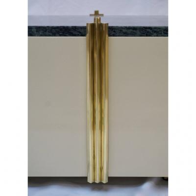 1970s Art Deco Green Marble and Cream White Lacquered Coffee Table or Bench