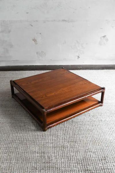 1970s Bamboo Living Room Set Four Module Sofa Bamboo and wood Coffee Table