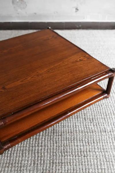 1970s Bamboo Living Room Set Four Module Sofa Bamboo and wood Coffee Table