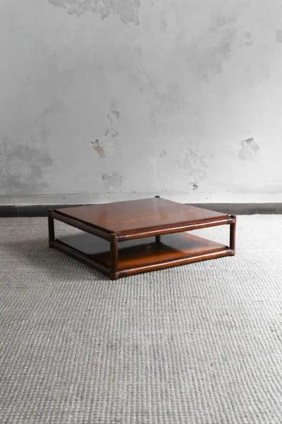 1970s Bamboo Living Room Set Four Module Sofa Bamboo and wood Coffee Table
