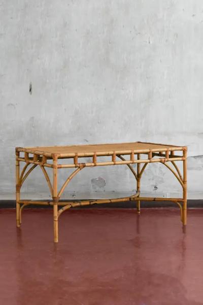 1970s Bamboo and Cane Fabric Dining Set
