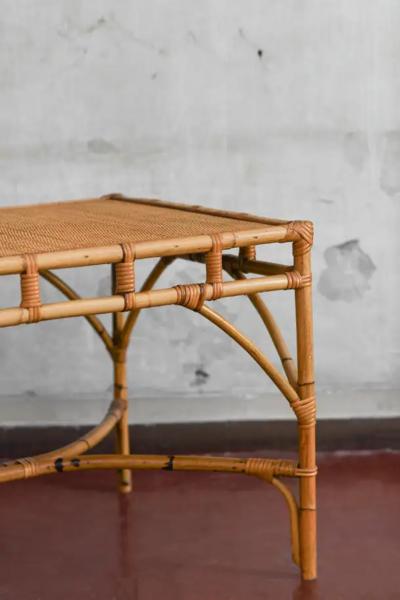 1970s Bamboo and Cane Fabric Dining Set