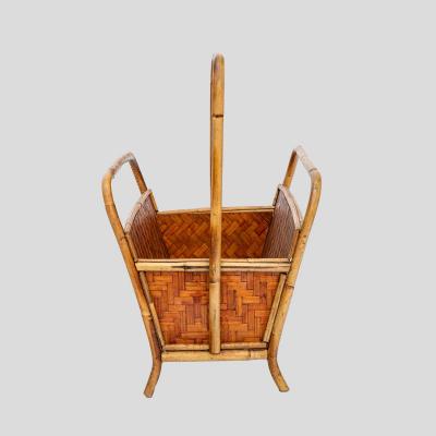 1970s Bamboo and rattan magazine holder
