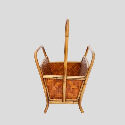 1970s Bamboo and rattan magazine holder