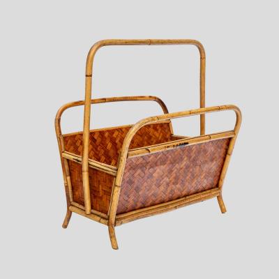 1970s Bamboo and rattan magazine holder
