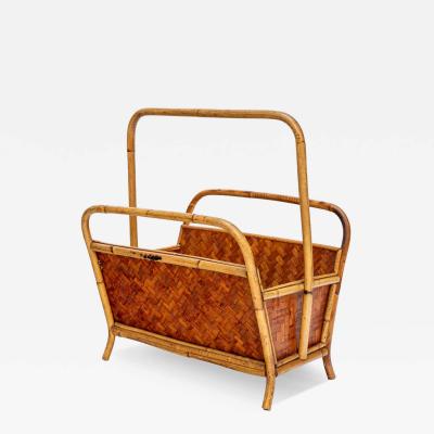 1970s Bamboo and rattan magazine holder