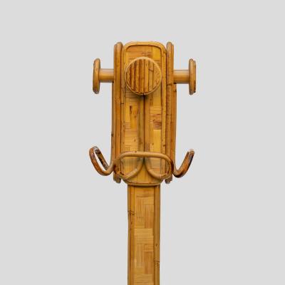 1970s Bamboo rattan coat hanger by Vivai del sud