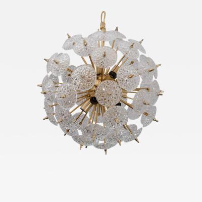 1970s Belgium Snowflake Glass Chandelier