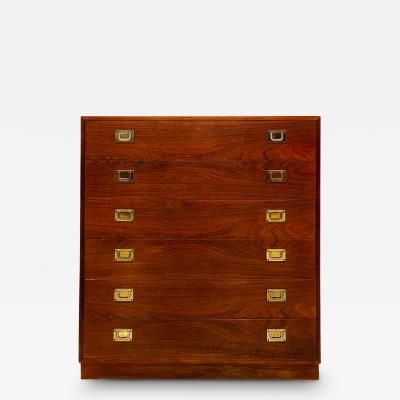 1970s Bo Danica Modern Teak Tall Dresser with Brass Pulls La Jolla CA