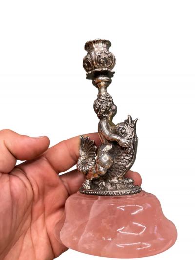 1970s Bronze and quartz candle holder