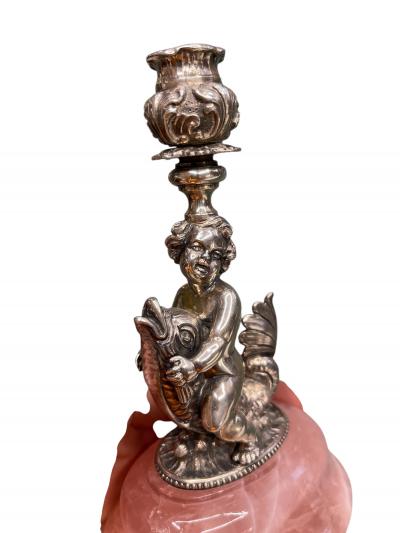 1970s Bronze and quartz candle holder