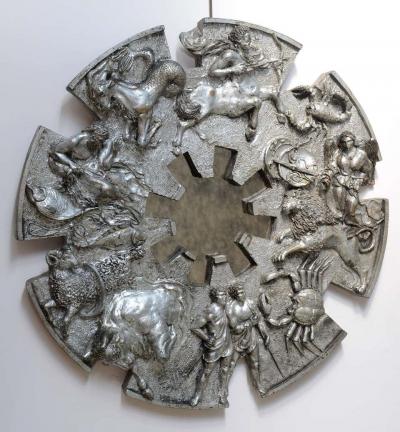 1970s Brutalist Zodiac Metallic Finish Mirror